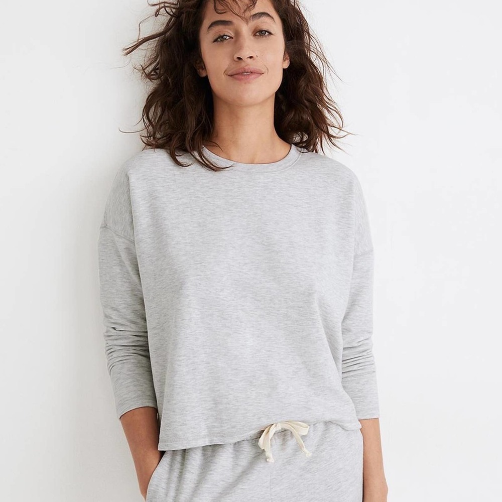 Madewell Light Gray Crewneck Lounge Sweatshirt